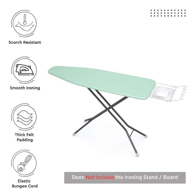 Encasa XO Ironing Board Cover and Pad 54"x15" - 4mm Felt Large Iron Board Cover with Padding - Heat Resistant, Stain-Safe Dye, Non Slip Elastic Bungee Cord Tightening Iron Table Cover Mint Green - Image 2